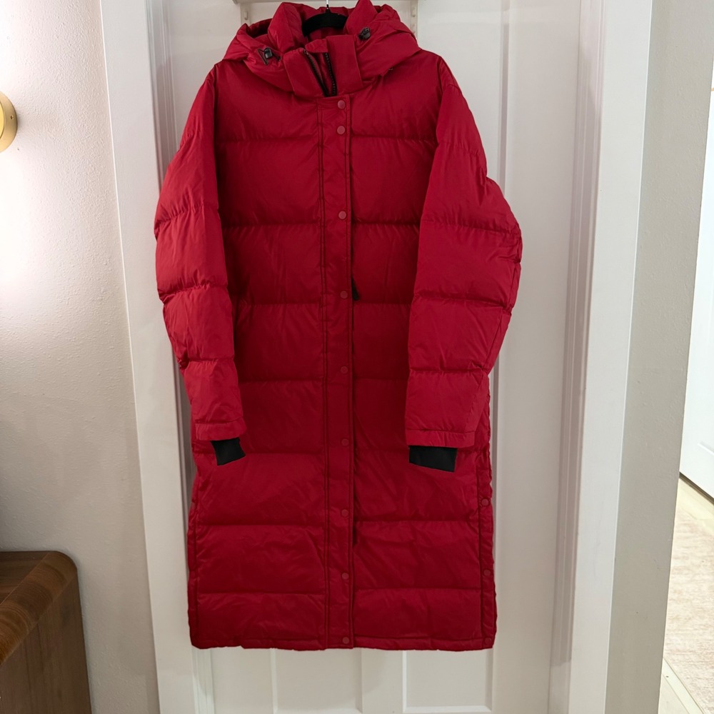 Quince Responsible Down Long Puffer Jacket Cherry Red Large Gorpcore